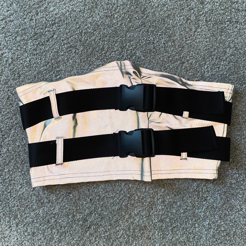 Dolls Kill reflective buckle crop top
